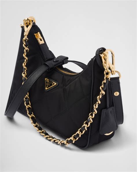 prada nylon bag with chain|Prada nylon bag re edition.